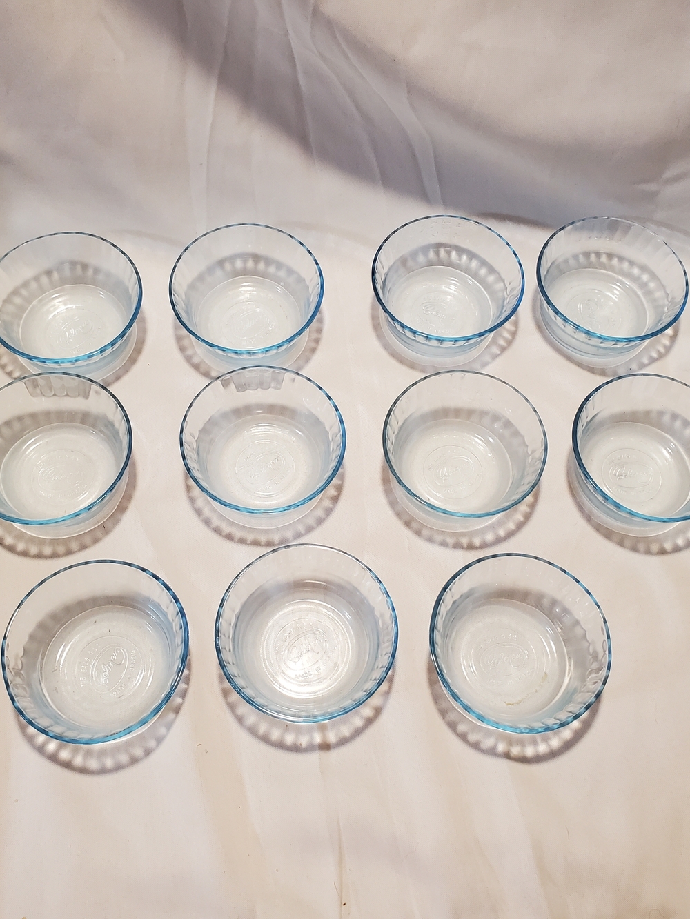 Lot  Of 15  Vintage Colorex Brazil "Ice Blue" Glass Custard Cups